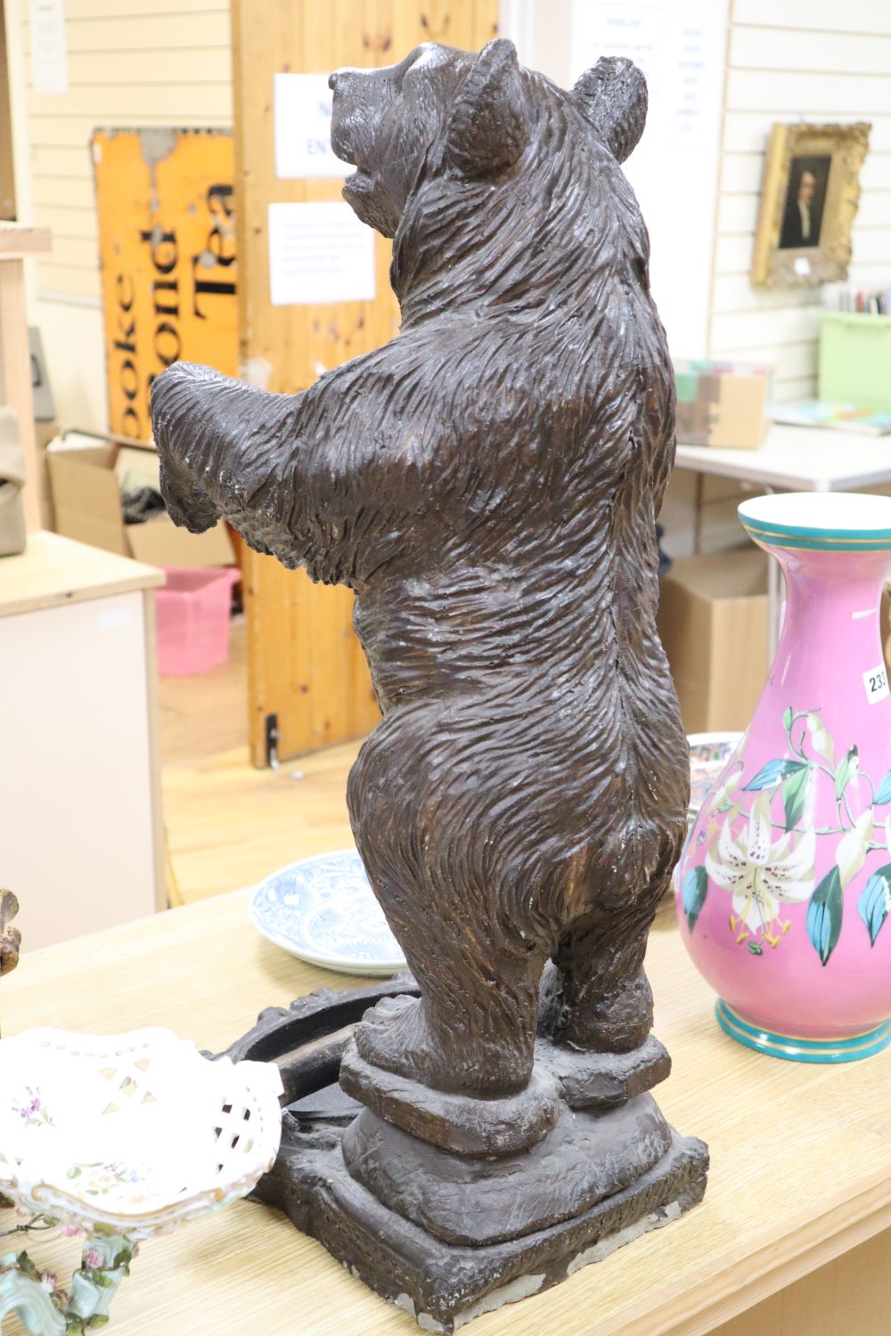 A composition Black Forest style bear stick stand, height 66cm